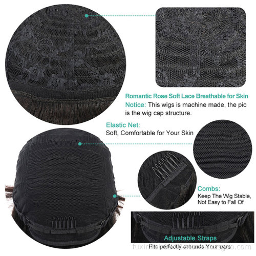 Wholesale Cuticle Aligned Brazilian Hair Human Hair 10 a Virgin Unprocessed Natural Head Spin Full Machine Wig With Bang